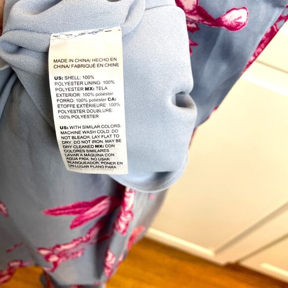 White House Black Market Tie Front Floral Maxi Dress Sz 8 Gray Satin Fit & Flare - Picture 6 of 12